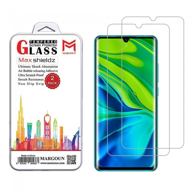 Xiaomi Mi Note 10 Screen Protector Glass 2 Pack Margoun