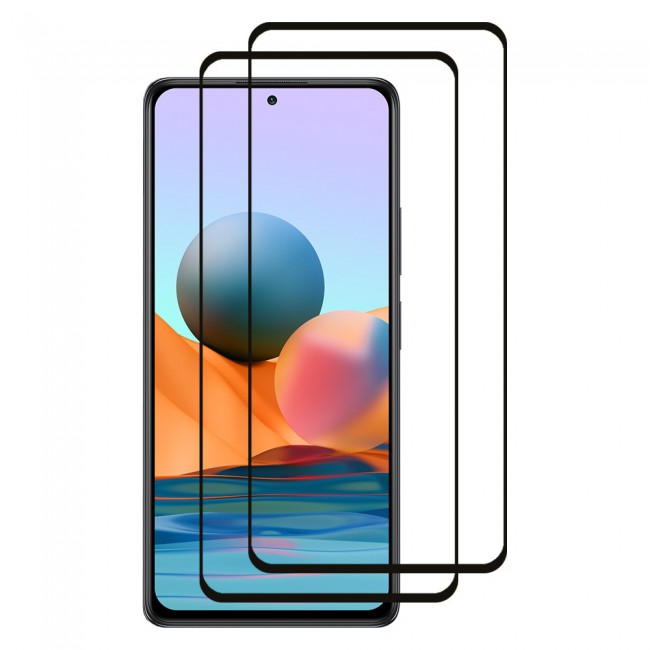 Xiaomi Redmi Note 10 Tempered Glass 3D 2 Pack Super Shieldz Margoun- Black Frame
