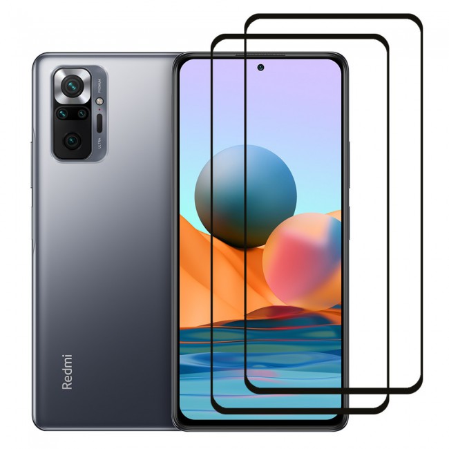 Xiaomi Redmi Note 10 Tempered Glass 3D 2 Pack Super Shieldz Margoun- Black Frame