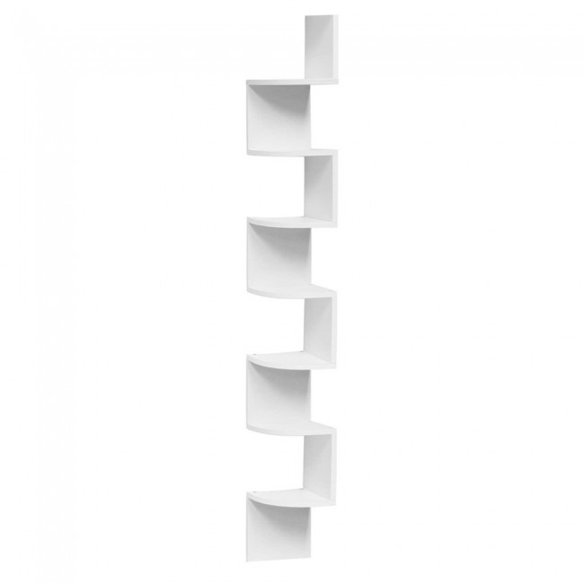 Margoun Zigzag Corner Wall Shelf Organizer 7-Tier - White