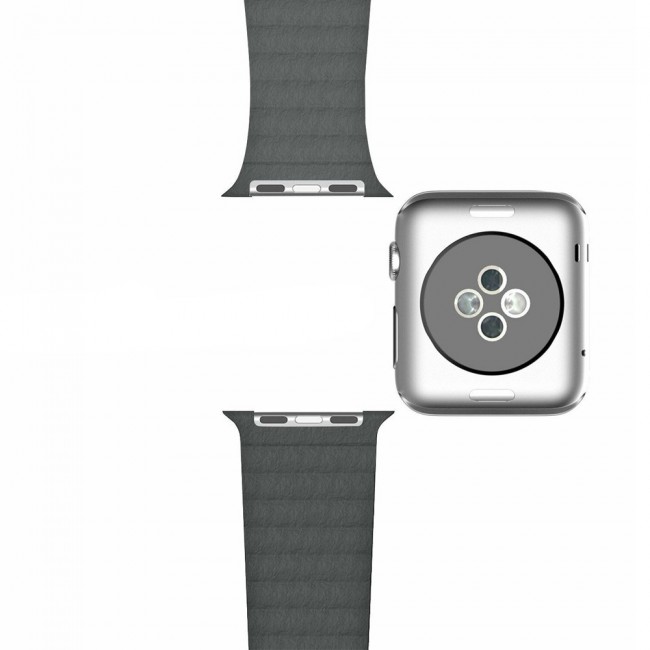 Apple Watch Band 38-40-41mm Leather Loop with Magnet Lock Strap Replacement Band In Grey