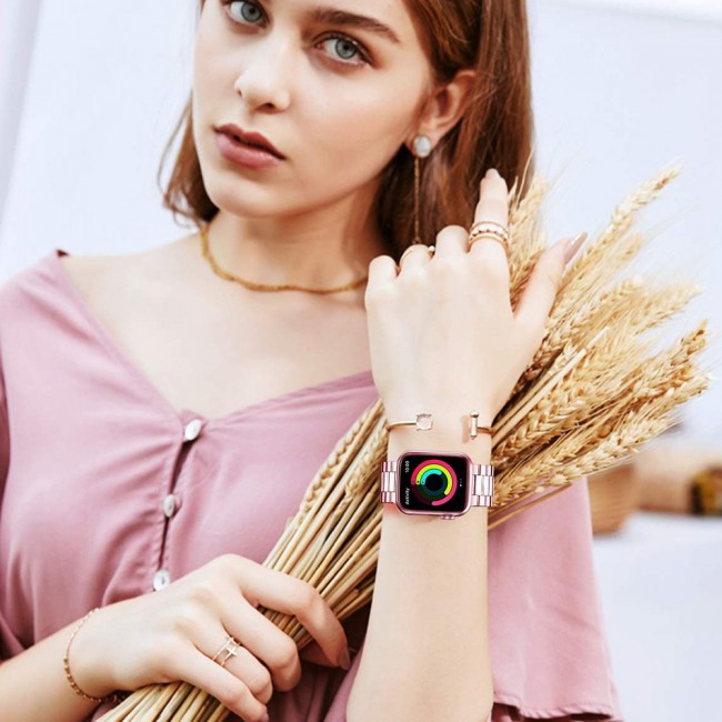 Apple Watch Band 38-40-41mm Buckle Stainless Steel Strap Henlein Series by Margoun - Rose Gold