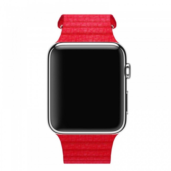 Apple Watch Band 42-44-45mm Leather Loop Strap Henlein Series by Margoun - Red