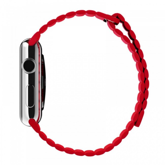 Apple Watch Band 42-44-45mm Leather Loop Strap Henlein Series by Margoun - Red