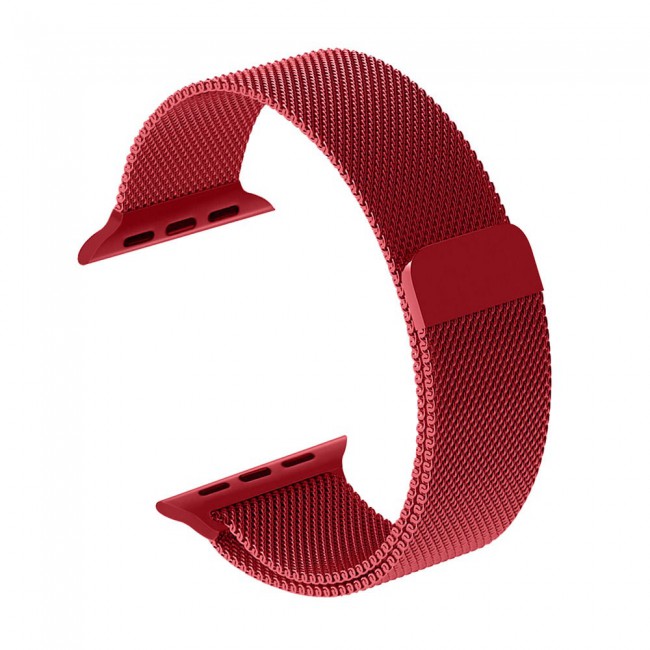 Apple Watch Band 42-44-45mm Milanese Loop Strap - 2-Pack Black Red 