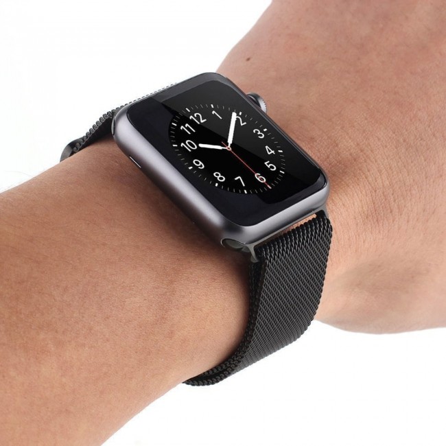 Apple Watch Band 42-44-45mm Milanese Loop Strap - 2-Pack Black Silver