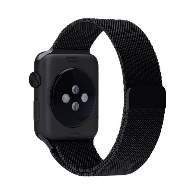Apple Watch Band 42-44-45mm Milanese Loop Strap - 2-Pack Black Silver