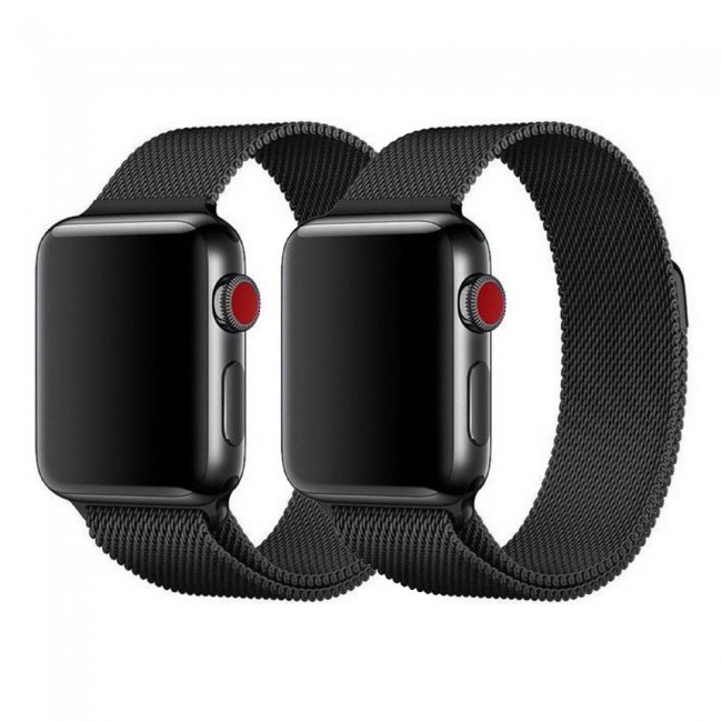 Apple Watch Band 42-44-45mm Milanese Loop Band - 2-Pack Black