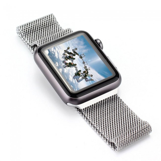 Apple Watch Band 42-44-45mm Milanese Loop Strap - 2-Pack Red Silver