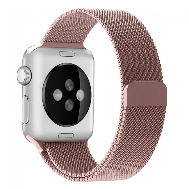 Apple Watch Band 42-44-45mm Milanese Loop Strap - 2-Pack - Dark Gold Rose Gold