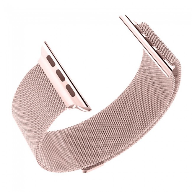 Apple Watch Band 42-44-45mm Milanese Loop Strap - 2-Pack - Dark Gold Rose Gold