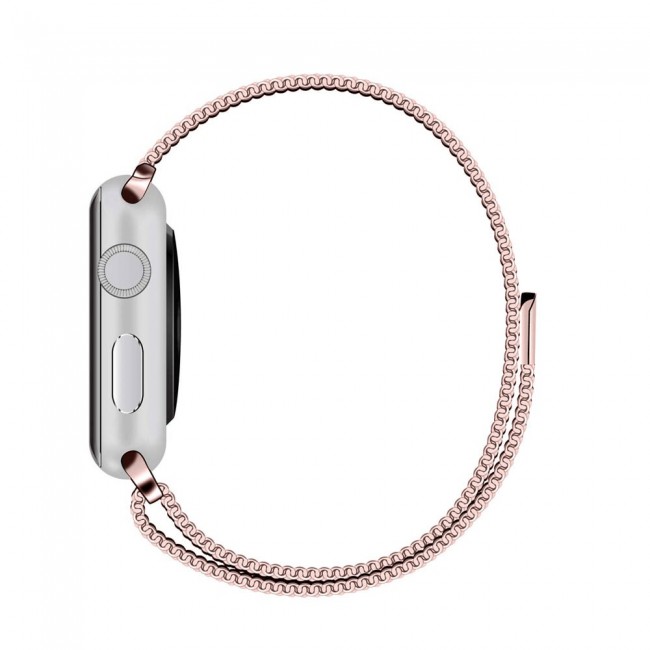 Apple Watch Band 42-44-45mm Milanese Loop Strap - 2-Pack - Rose Gold Red