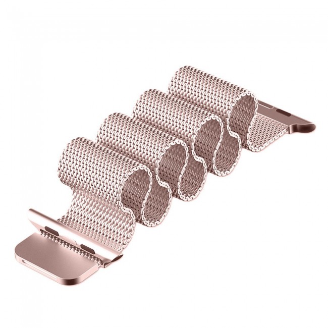 Apple Watch Band 42-44-45mm Milanese Loop Strap - 2-Pack - Rose Gold Red