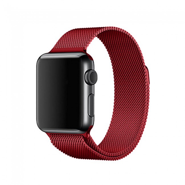 Apple Watch Band 42-44-45mm Milanese Loop Strap - 2-Pack - Rose Gold Red