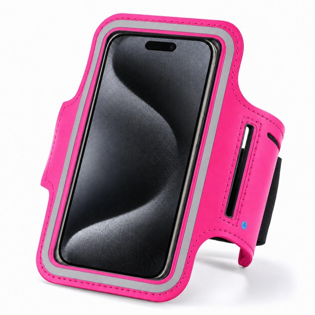 MARGOUN Ultra-Slim Sports Armband Compatible with iPhone 15 Pro  – Sweatproof Running Phone Holder, Exercise Case Pouch for Gym Training, Workouts and Outdoor Cycling - Pink