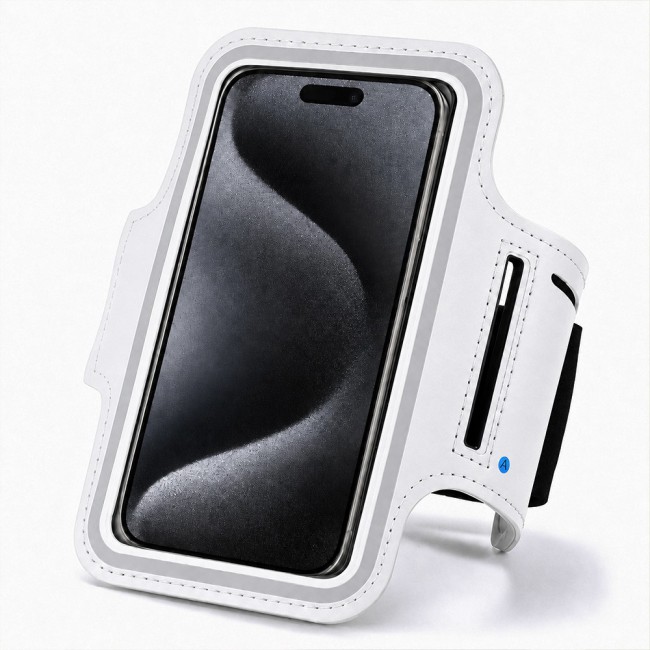 MARGOUN Ultra-Slim Sports Armband Compatible with iPhone 15 Pro  – Sweatproof Running Phone Holder, Exercise Case Pouch for Gym Training, Workouts and Outdoor Cycling - White