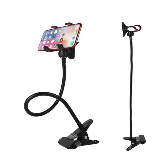 Car Holder Desktop Bed Lazy Flexible Phone Holder Bracket Mobile Stand for iPhone Samsung - Black