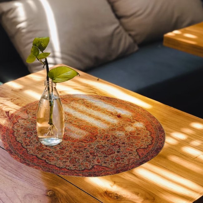 Margoun Persian Handmade Silk Table Cloth with Traditional Design - Wine