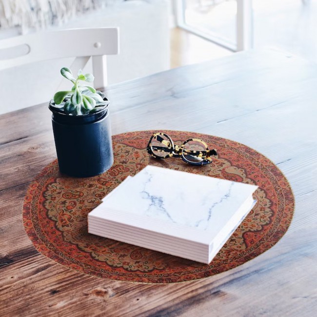 Margoun Persian Handmade Silk Table Cloth with Traditional Design - Wine