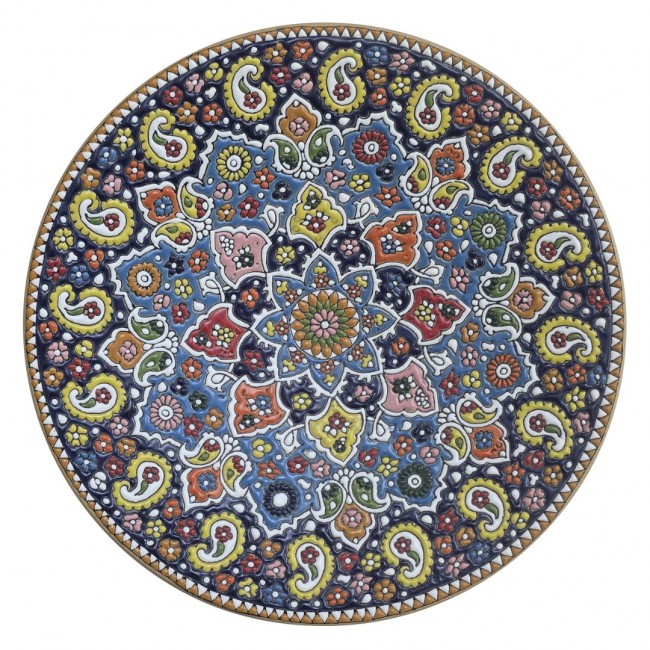 MARGOUN Decorative Wall Plate, Persian Handmade Ceramic Pottery Art, 36 cm Diameter, Wall Mounted Home Decor