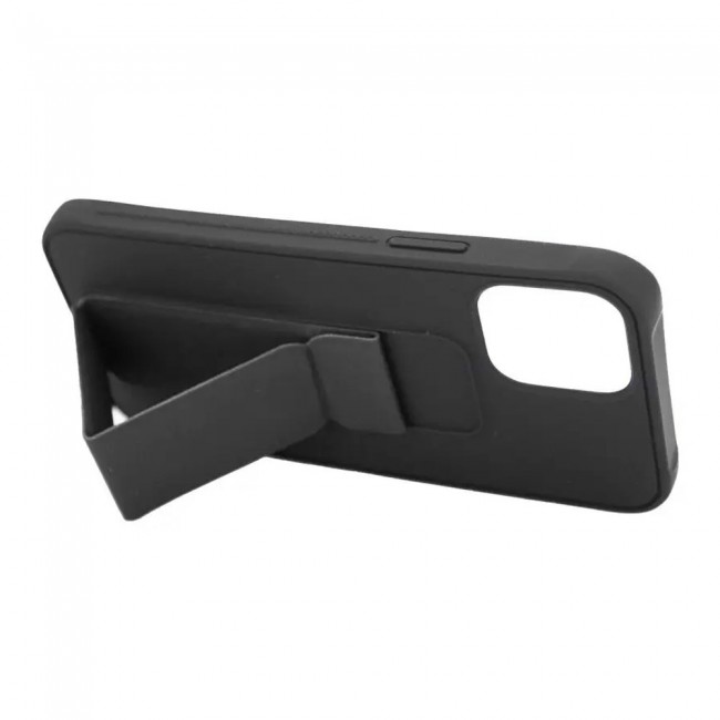 iPhone 11 - New Margoun Silicone Cover with 2 in 1 Finger Grip and Phone Stand - Black