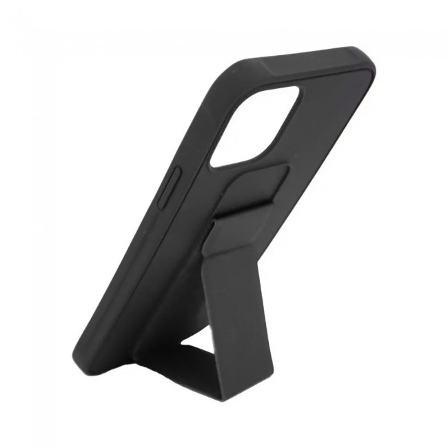 iPhone 11 - New Margoun Silicone Cover with 2 in 1 Finger Grip and Phone Stand - Black