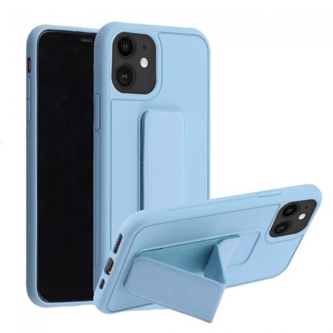 iPhone 11 - New Margoun Silicone Cover with 2 in 1 Finger Grip and Phone Stand - Blue