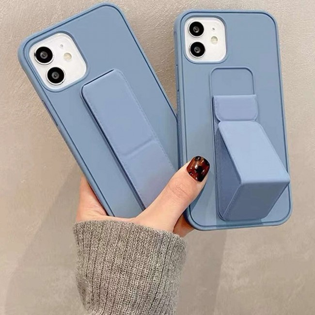 iPhone 11 - New Margoun Silicone Cover with 2 in 1 Finger Grip and Phone Stand - Blue