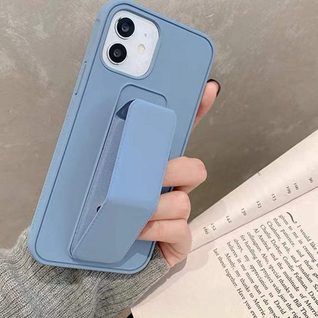 iPhone 11 - New Margoun Silicone Cover with 2 in 1 Finger Grip and Phone Stand - Blue