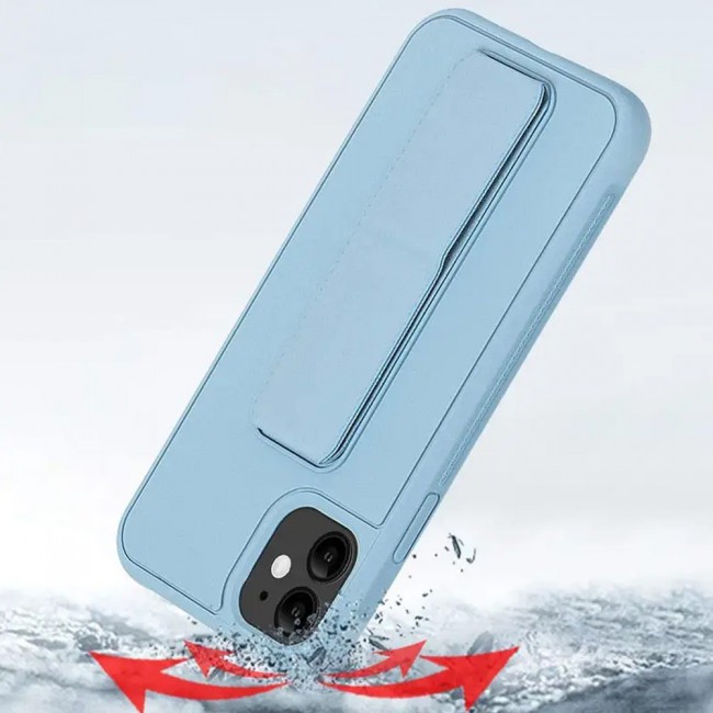 iPhone 11 - New Margoun Silicone Cover with 2 in 1 Finger Grip and Phone Stand - Blue