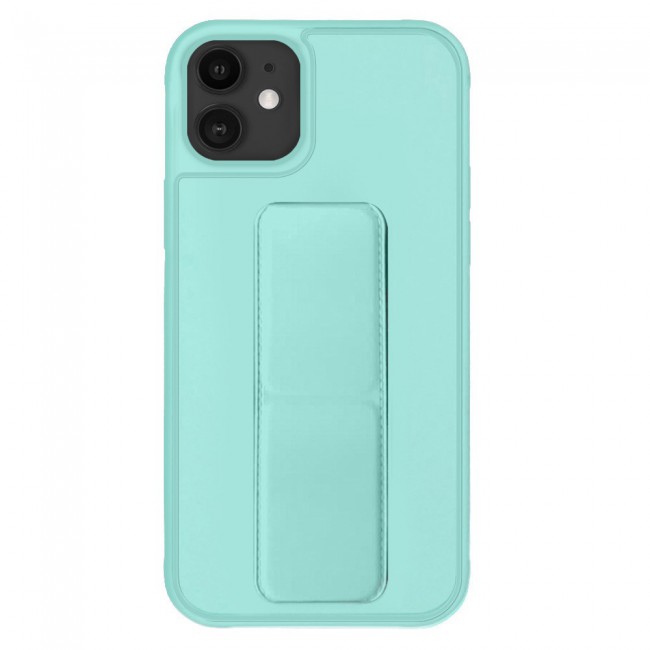 iPhone 11 - New Margoun Silicone Cover with 2 in 1 Finger Grip and Phone Stand - Mint Green