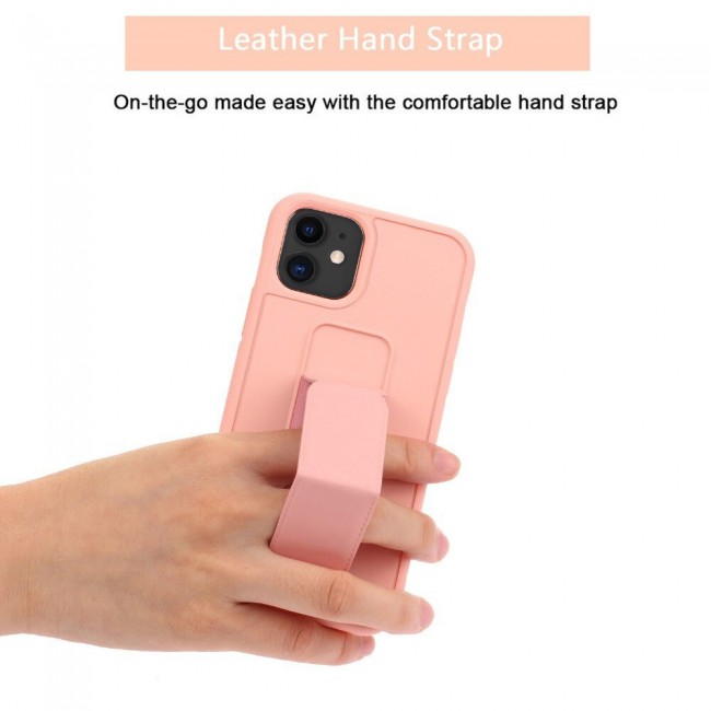 iPhone 11 - New Margoun Silicone Cover with 2 in 1 Finger Grip and Phone Stand - Pink