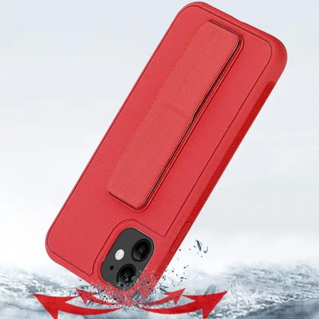 iPhone 11 - New Margoun Silicone Cover with 2 in 1 Finger Grip and Phone Stand - Red