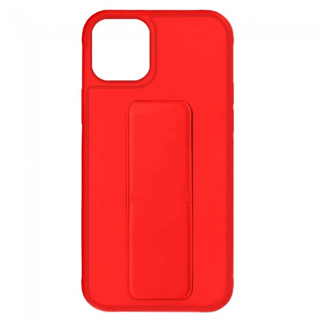 iPhone 11 - New Margoun Silicone Cover with 2 in 1 Finger Grip and Phone Stand - Red