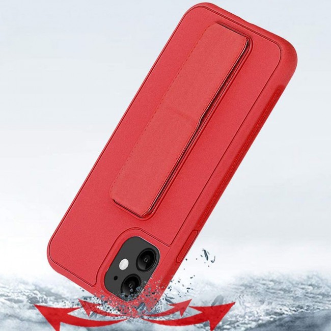 iPhone 11 - New Margoun Silicone Cover with 2 in 1 Finger Grip and Phone Stand - Red