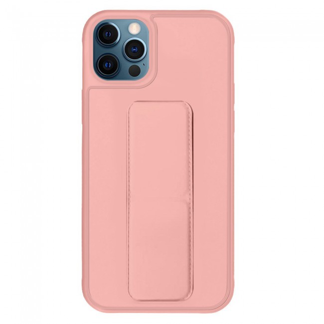 iPhone 11 Pro New Margoun Silicone Cover with 2 in 1 Finger Grip and Phone Stand - Pink