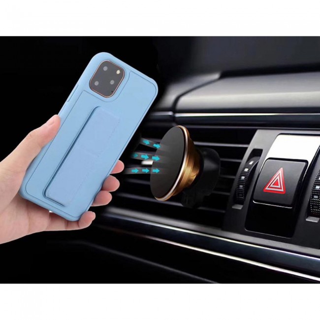iPhone 11 Pro New Margoun Silicone Cover with 2 in 1 Finger Grip and Phone Stand - Blue