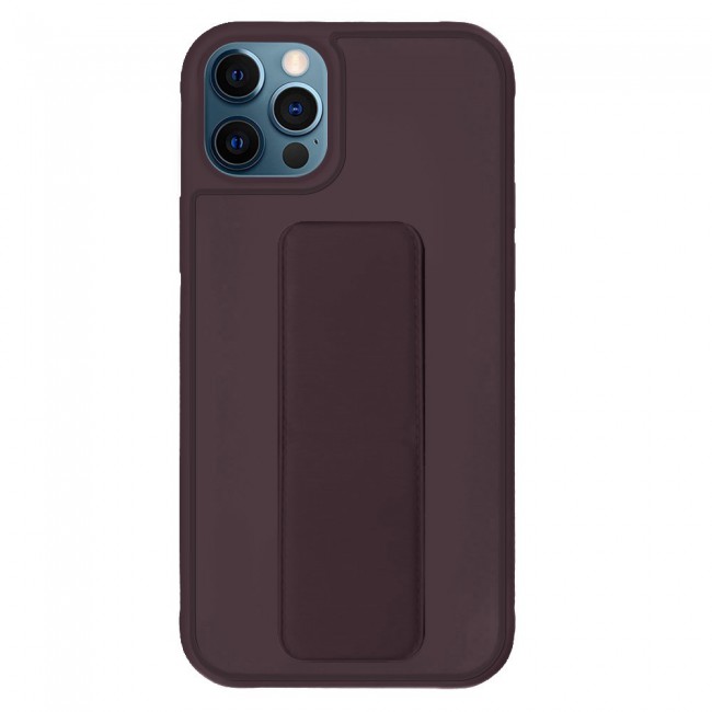 iPhone 11 Pro - New Margoun Silicone Cover with 2 in 1 Finger Grip and Phone Stand - Coffee Brown