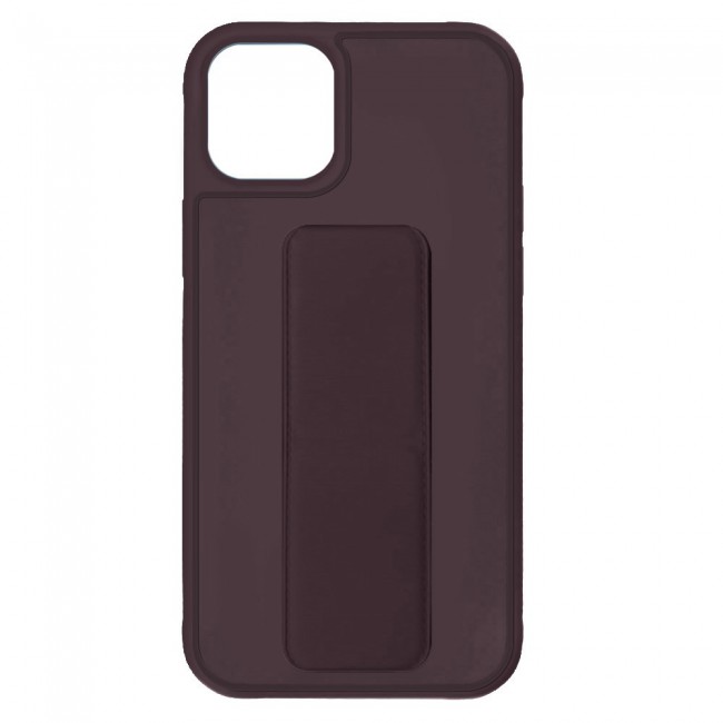 iPhone 11 Pro - New Margoun Silicone Cover with 2 in 1 Finger Grip and Phone Stand - Coffee Brown