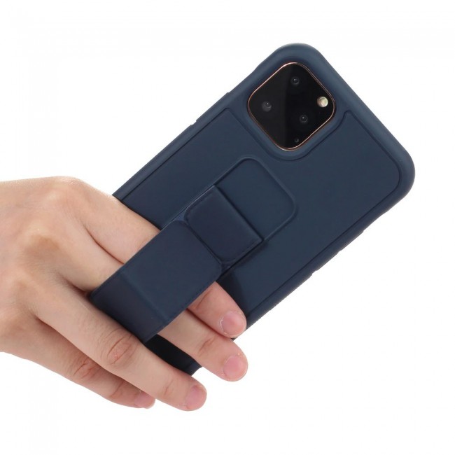 iPhone 11 Pro New Margoun Silicone Cover with 2 in 1 Finger Grip and Phone Stand - Navy Blue