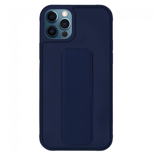iPhone 11 Pro New Margoun Silicone Cover with 2 in 1 Finger Grip and Phone Stand - Navy Blue