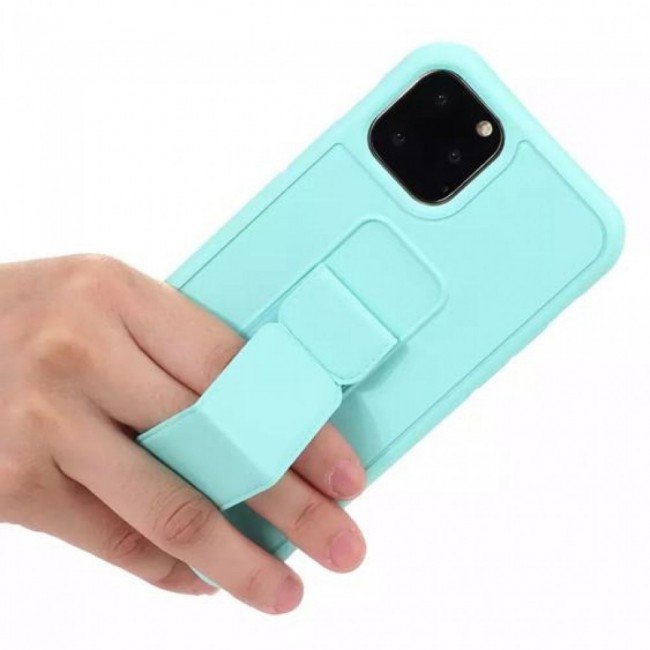 iPhone 11 Pro New Margoun Silicone Cover with 2 in 1 Finger Grip and Phone Stand - Mint Green