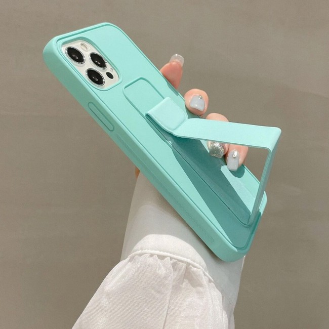 iPhone 11 Pro New Margoun Silicone Cover with 2 in 1 Finger Grip and Phone Stand - Mint Green