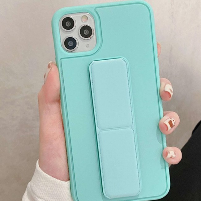 iPhone 11 Pro New Margoun Silicone Cover with 2 in 1 Finger Grip and Phone Stand - Mint Green