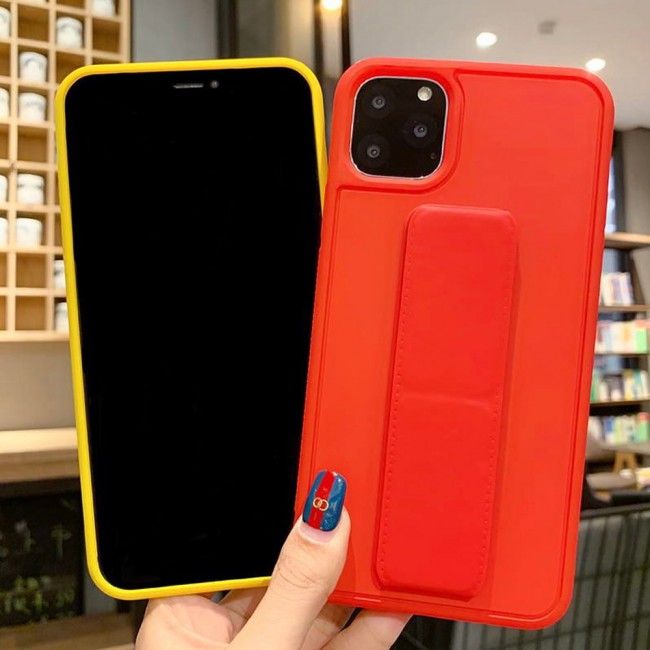 iPhone 11 Pro Max New Margoun Silicone Cover with 2 in 1 Finger Grip and Phone Stand - Red