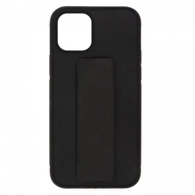 iPhone 11 Pro Max Silicone Cover with 2 in 1 Finger Grip Phone Stand Proguard Case by Margoun - Black