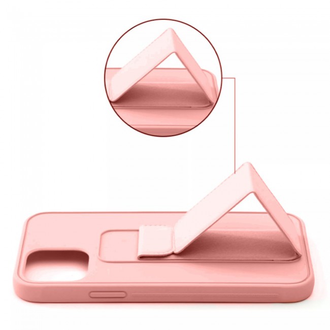 iPhone 11 Pro Max Silicone Cover with 2 in 1 Finger Grip Phone Stand Proguard Case by Margoun - Black