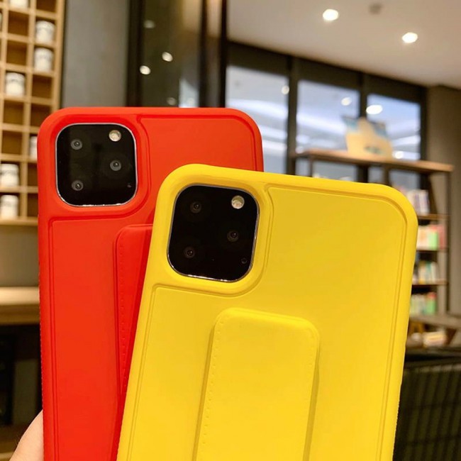 iPhone 11 Pro New Margoun Silicone Cover with 2 in 1 Finger Grip and Phone Stand - Red