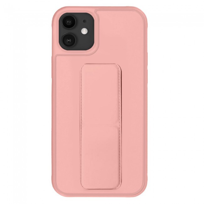 iPhone 12 - New Margoun Silicone Cover with 2 in 1 Finger Grip and Phone Stand - Pink