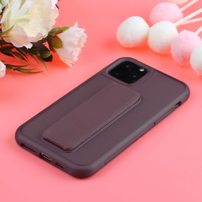 iPhone 12 Pro Max - New Margoun Silicone Cover with 2 in 1 Finger Grip and Phone Stand - Coffee Brown